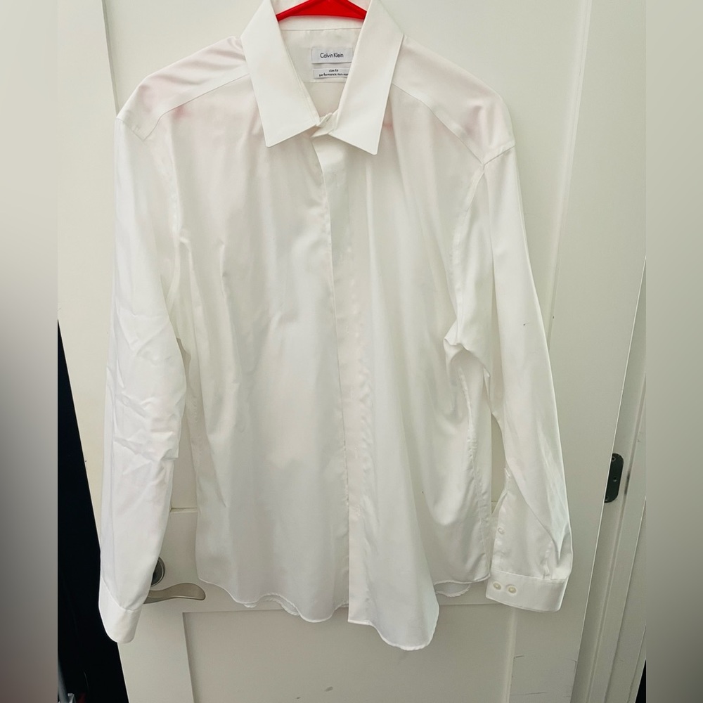 Calvin Klein Slim Fit Performance Non Iron Button Down Shirt Men 17 34 35